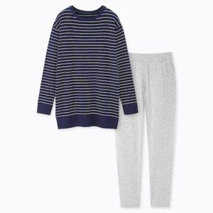 UNIQLO Ultra Stretch navy and grey striped tunic set